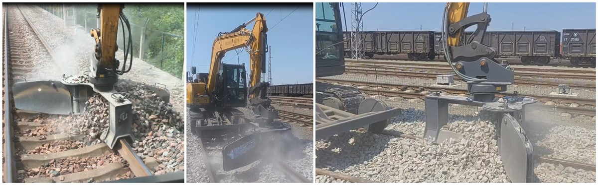 Железнодорожный экскаватор с балластным плугом