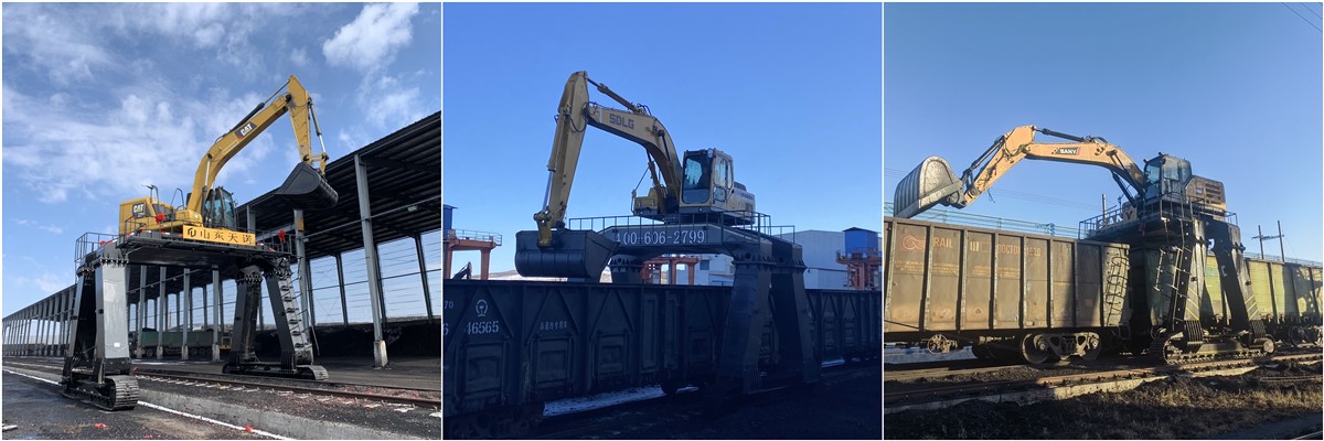 Разгрузочный поезд экскаватор длинные ноги